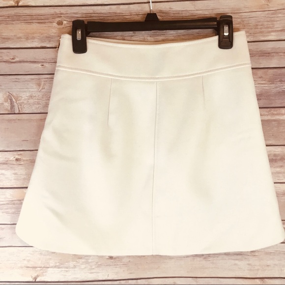 J Crew Petite Mini Skirt Double-Serge Wool Ivory Cream - Picture 5 of 8